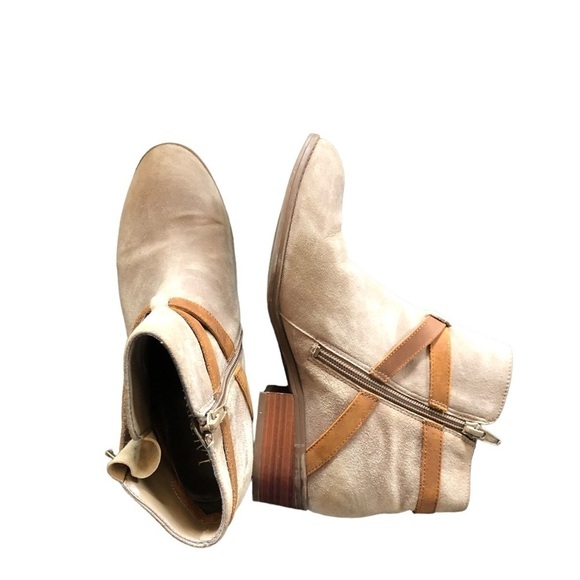 Lauren Ralph Lauren Mehira Leather Suede Booties Sz. 7.5 Tan Brown Equestrian - Picture 2 of 7